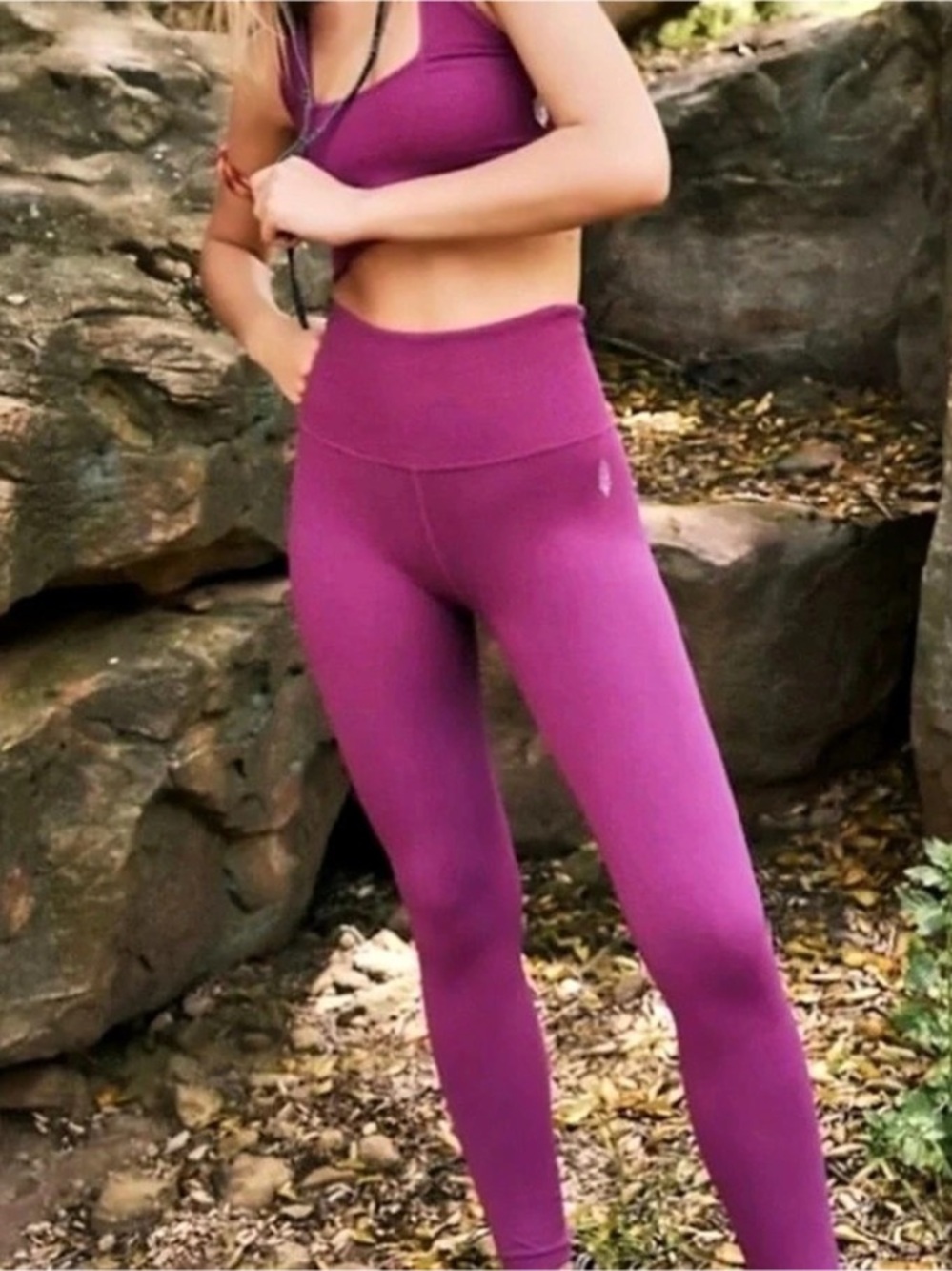 Free People Movement Good Karma High Rise Leggings 7/8 Length Pink XS/S